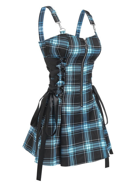 Gothic Zipper Cotton Polyester Blend Dress