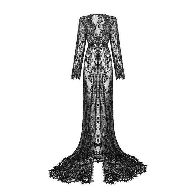 Chic See-Through Cotton Polyester Dress for Women