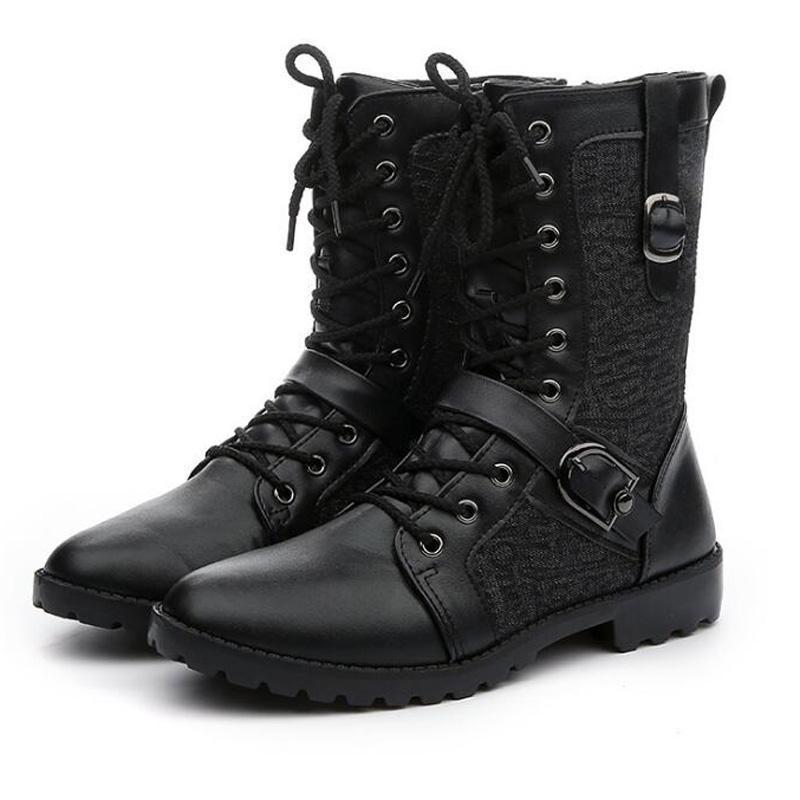 Classic Mens Leather Boots - Black Lace-Up Design