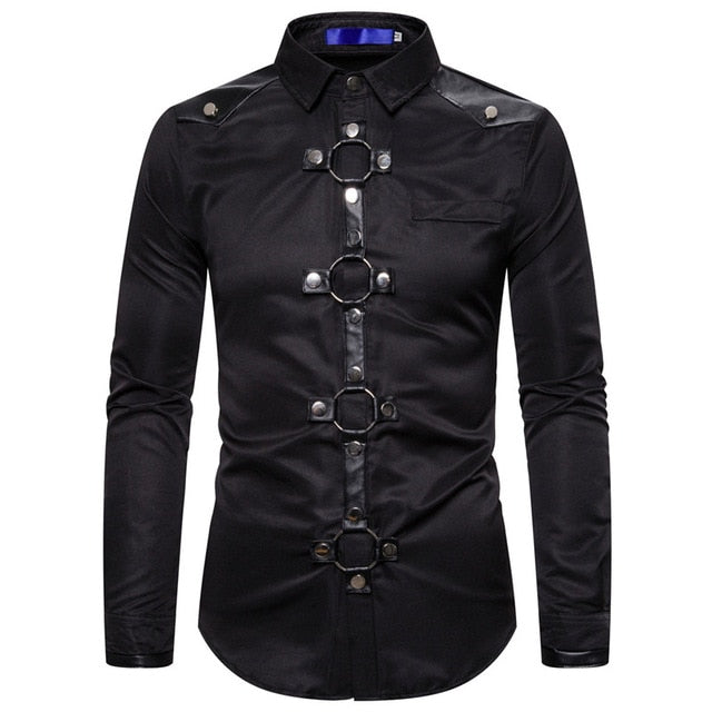 Gothic Style Mens Cotton Polyester Blend Shirt