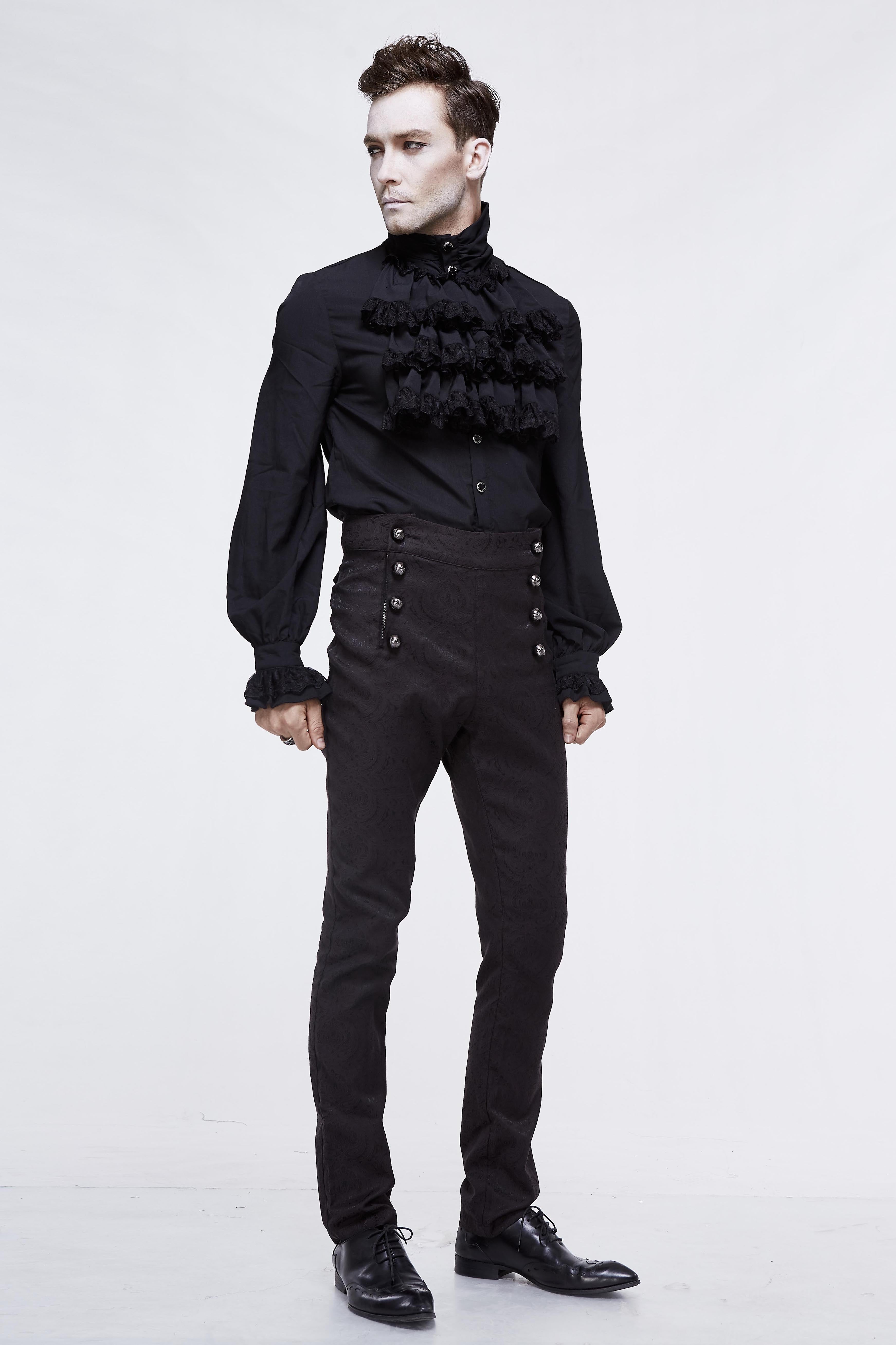 Dark Slim-Fit Gothic Trousers for Men
