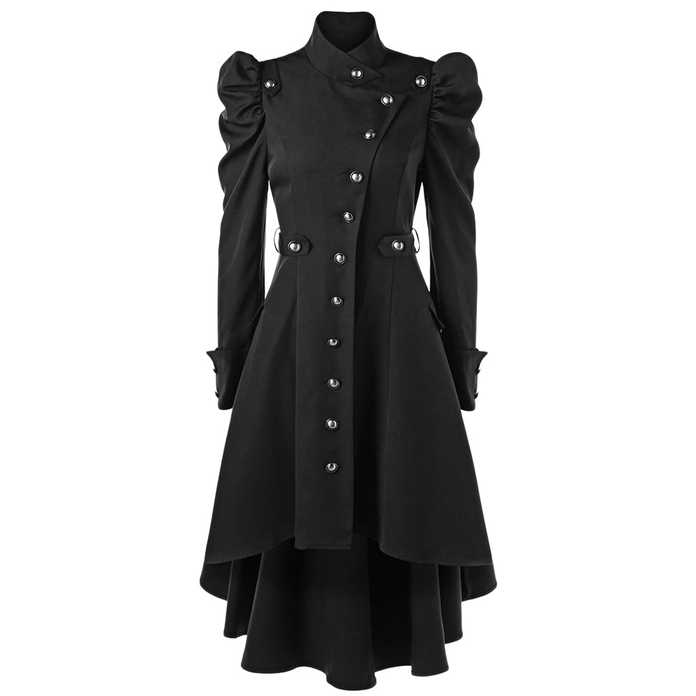 Elegant Vampire-Style Flared Hem Coat