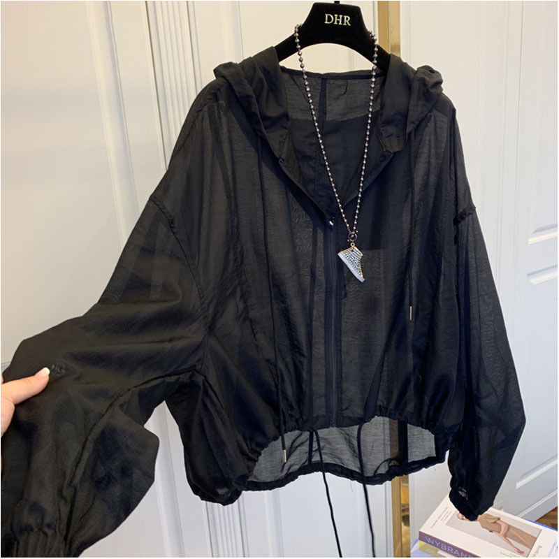 Stylish Clear Mesh Jacket Black White Blue Green Pink Gray Plus Sizes