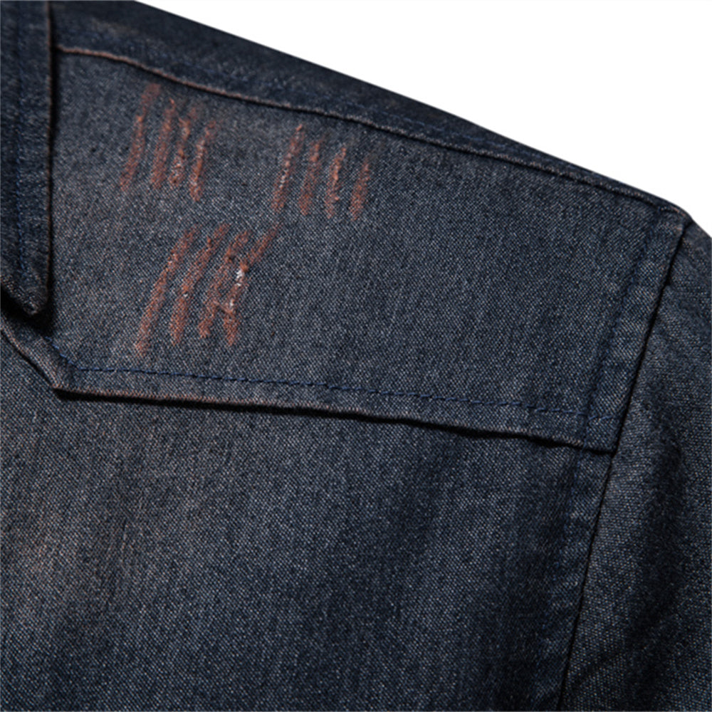 Premium Denim Long Sleeve Shirt in Black and Navy