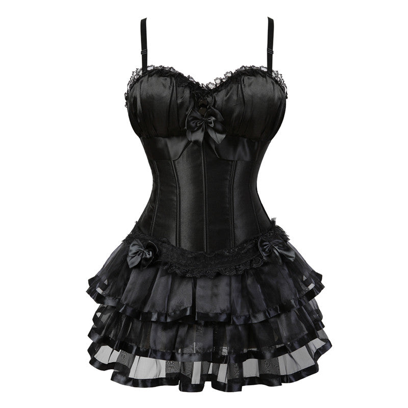 Gothic Style Corset Dress in Luxurious Spandex & Polyester Blend