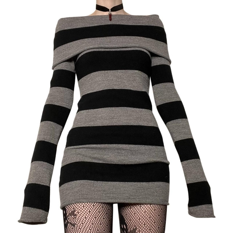 Chic Striped Mini Dress in Premium Cotton Blend