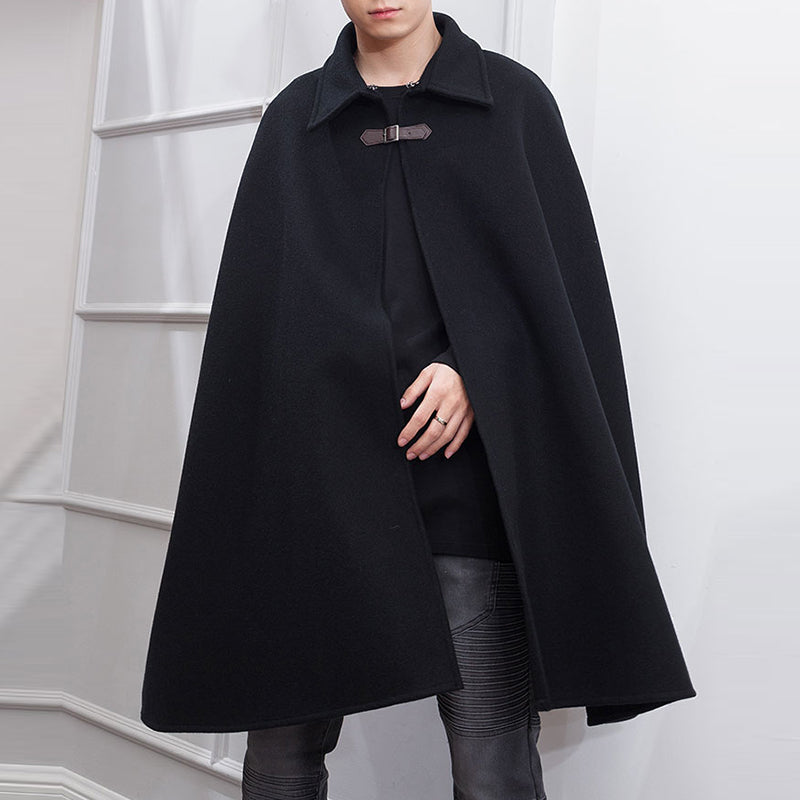 Black Premium Cotton Blend Cloak for Men
