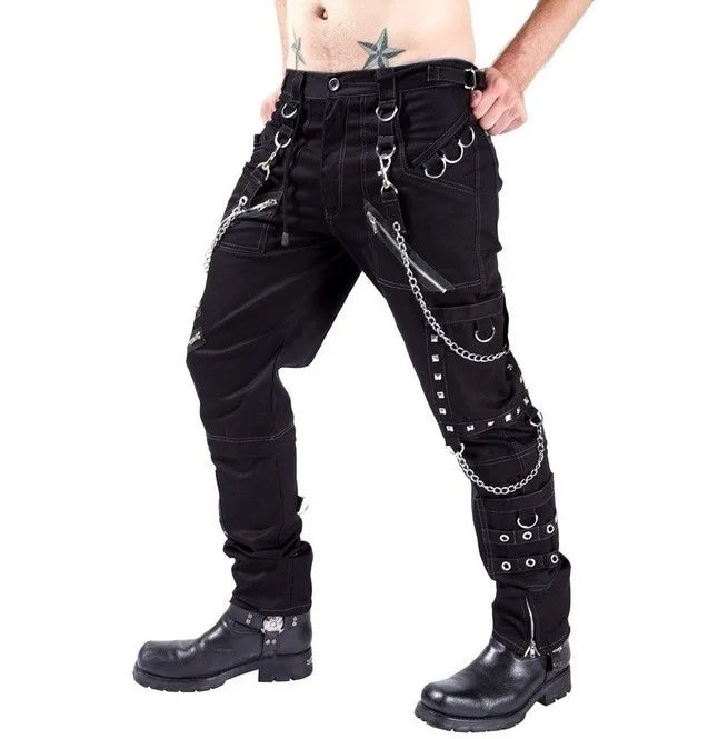Black Gothic Style Cotton Pants for Men