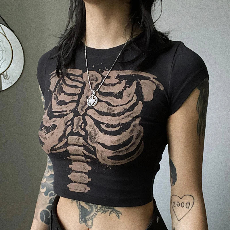 Black Cotton Polyester Blend Womens Crop Top