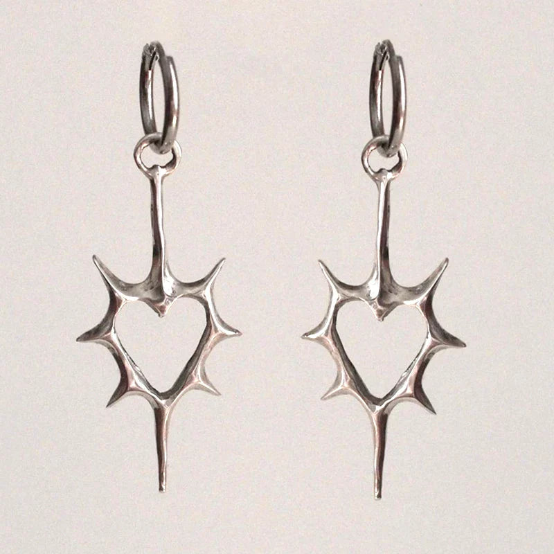 Silver Heart Earrings - Premium Gothic Style