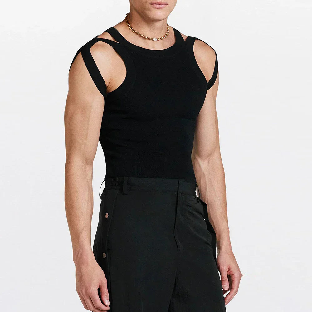 Cotton Polyester Mens Summer Black Top