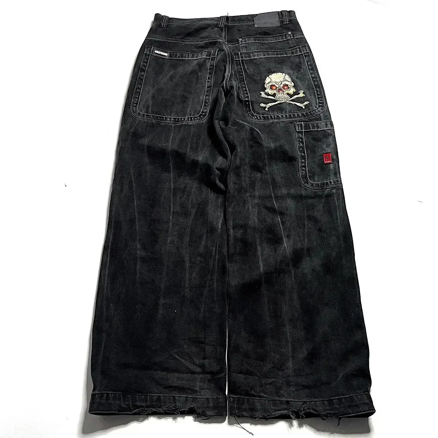 Black Skull Baggy Pants for Men