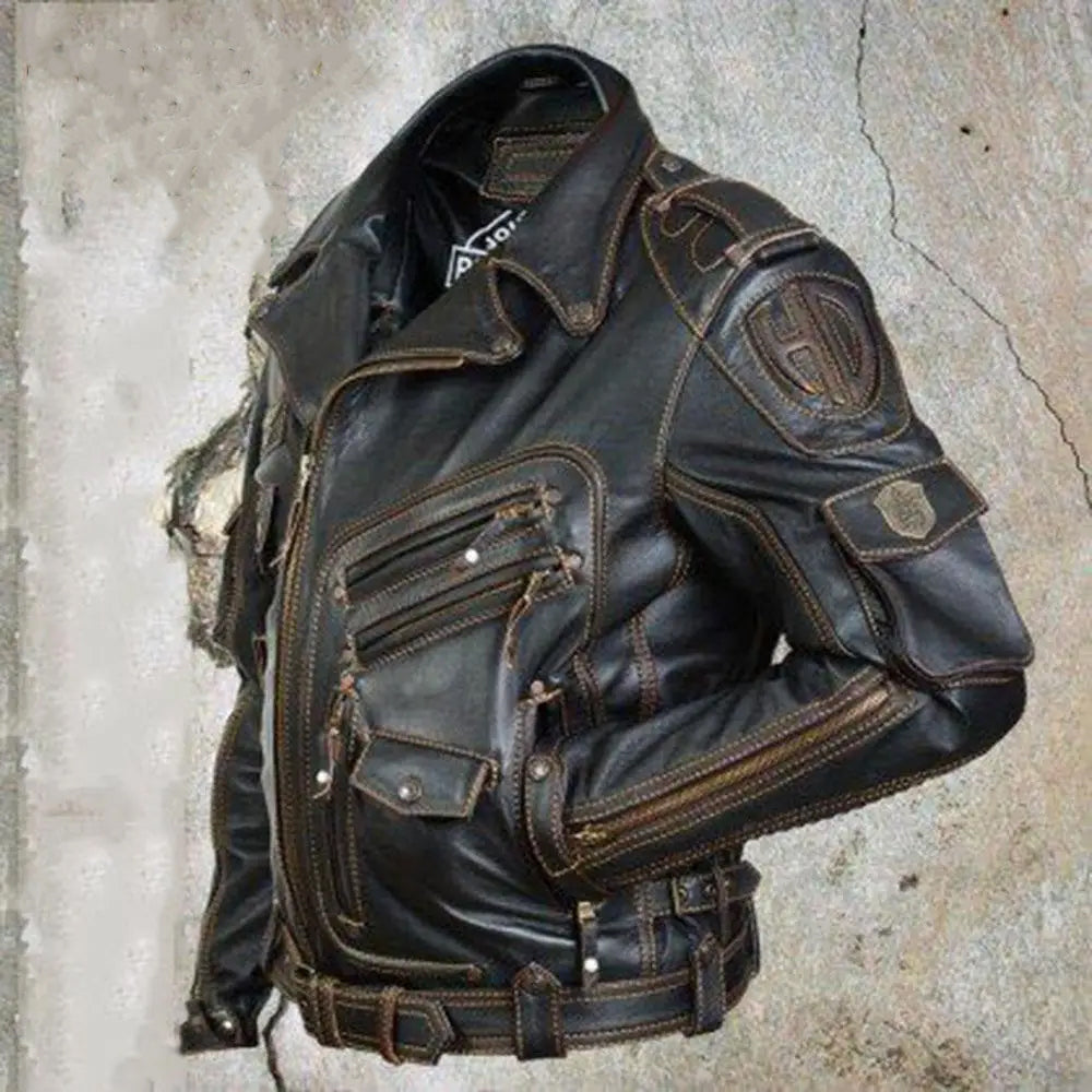 Black Biker Leather Jacket for Men Premium Faux Leather Cotton Blend