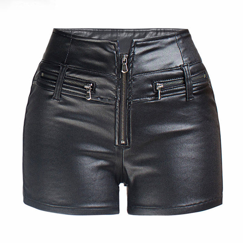 Premium Black Faux Leather Shorts for Women