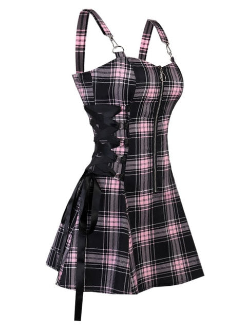 Gothic Zipper Cotton-Polyester Blend Dress