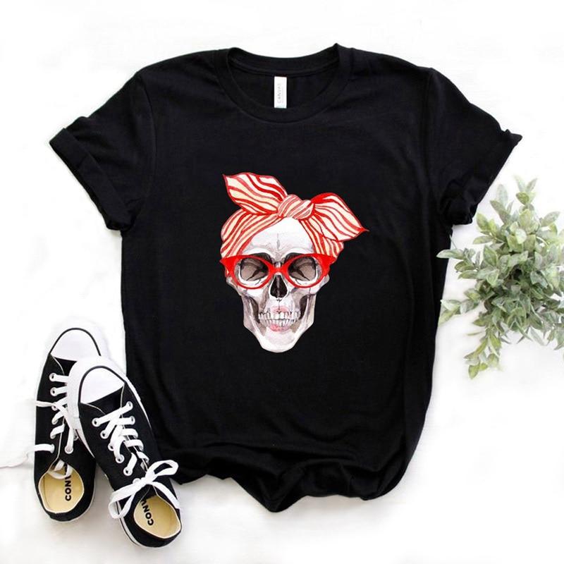 Chic Skull Print Womens T-Shirt in Various Colors