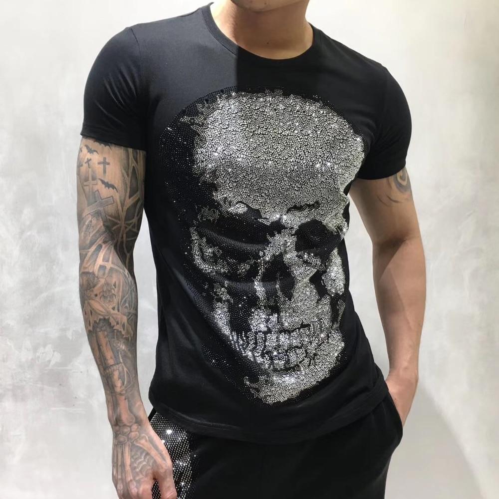 Skull Print Mens Cotton T-Shirt - Black Premium Top