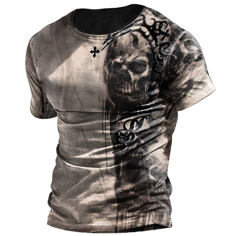 Gothic Skull Print T-Shirt in Mens Sizes