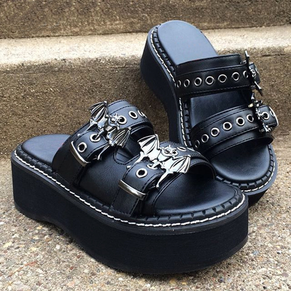 Bat Print Punk Slippers for Women - Limited Edition Style