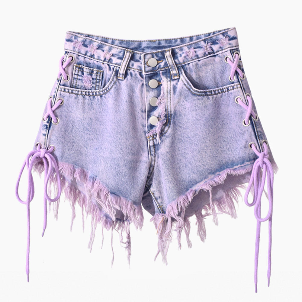 Distressed Denim Shorts in Premium Cotton