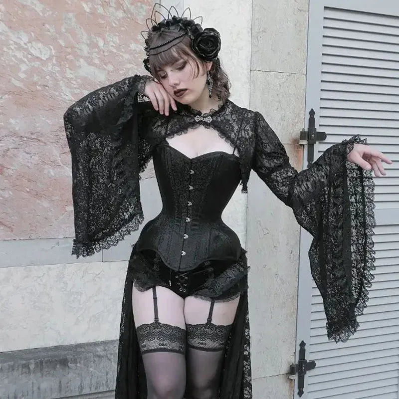 Elegant Gothic Lace Womens Top in Black