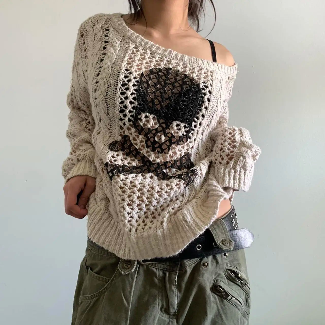 Skull Printed Cotton Polyester Womens Jumper