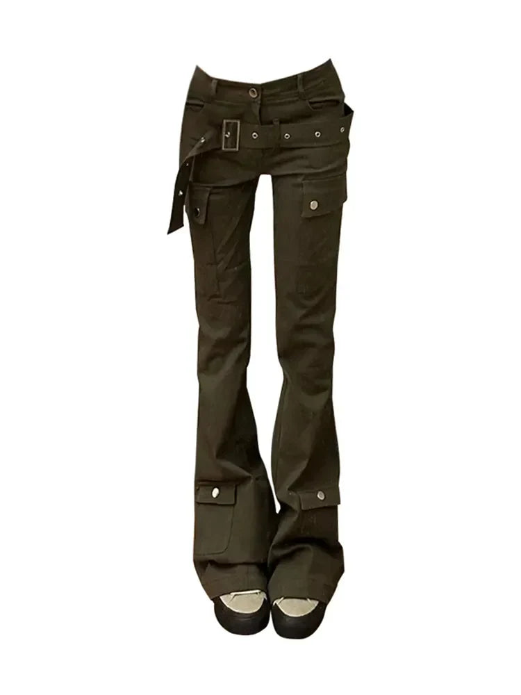 Brown Vintage Cotton Polyester Blend Womens Pants
