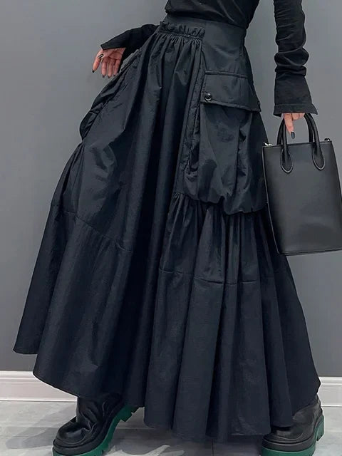 Black Casual Skirt - Premium Cotton & Polyester Blend