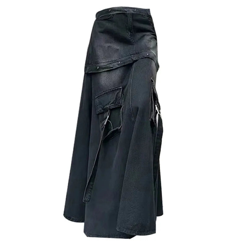 Chic Black Denim Skirt - Premium Cotton Blend Womens Skirt