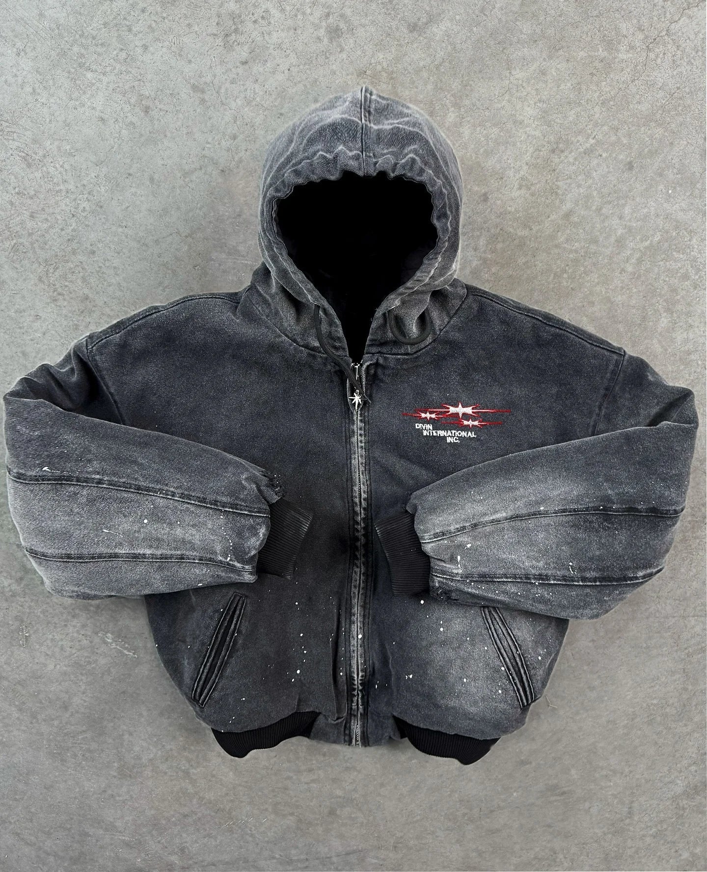 Oversized Gray Hooded Pullover for Men Cotton & Polyester Blend