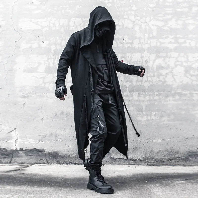 Black Hooded Cloak for Men Premium Cotton Polyester Blend