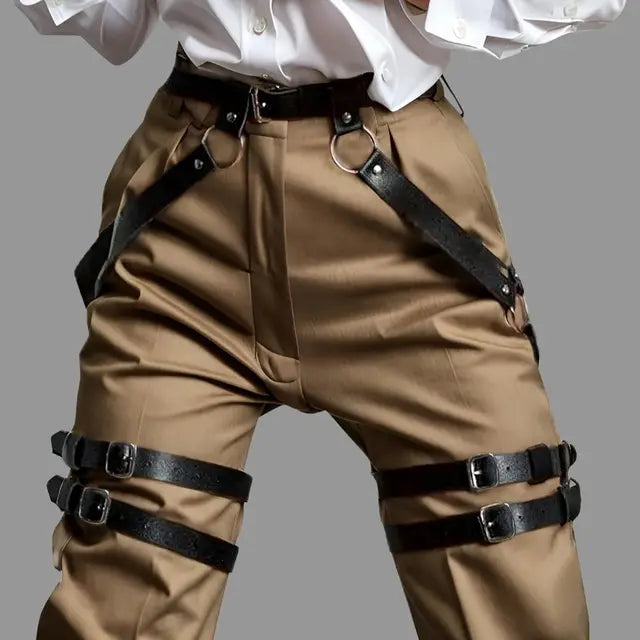 Black Premium Faux Leather & Cotton Mens Belt