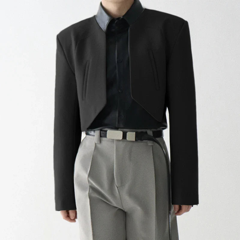 Stylish Black Mens Cropped Blazer