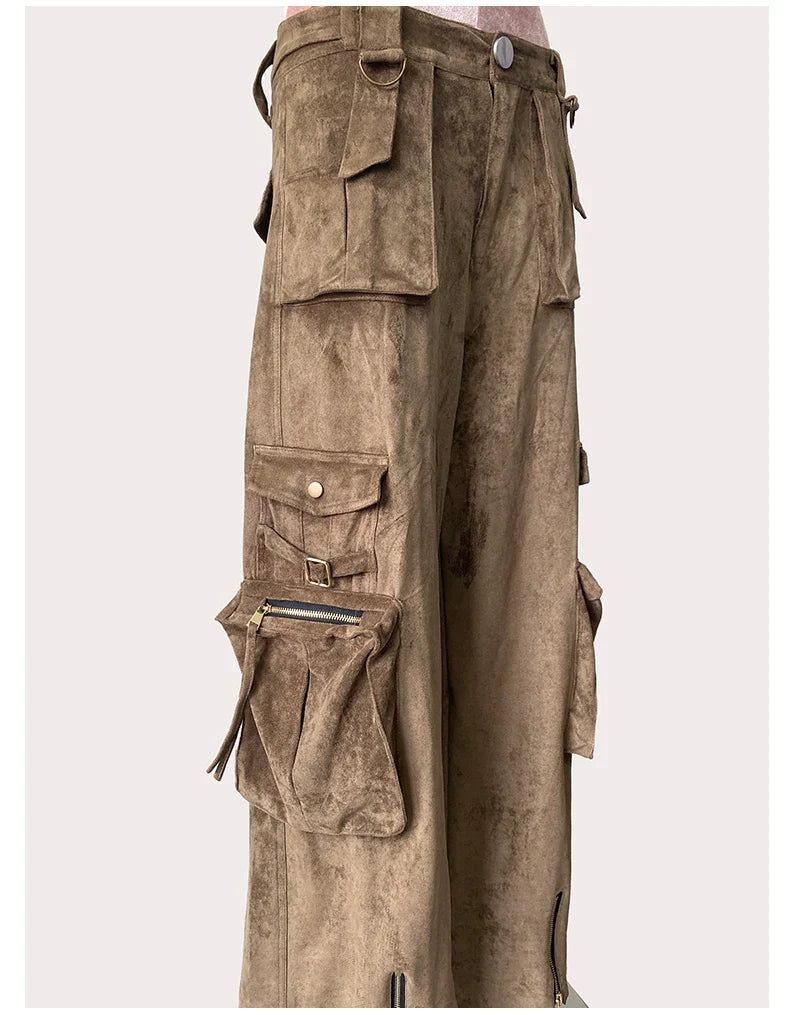 Brown Suede Leather Womens Pants