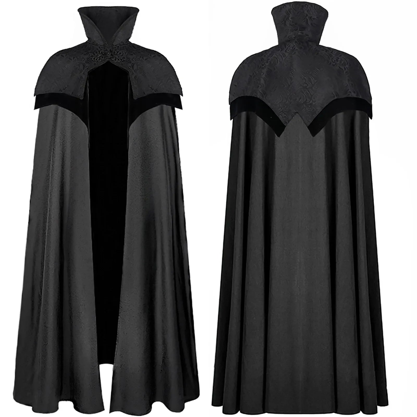 Mens Black Gothic Cotton Polyester Blend Cloak