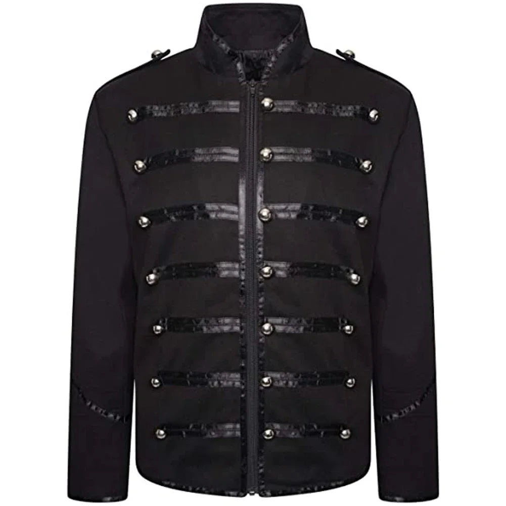 Mens Black Retro Gothic Cotton Polyester Jacket