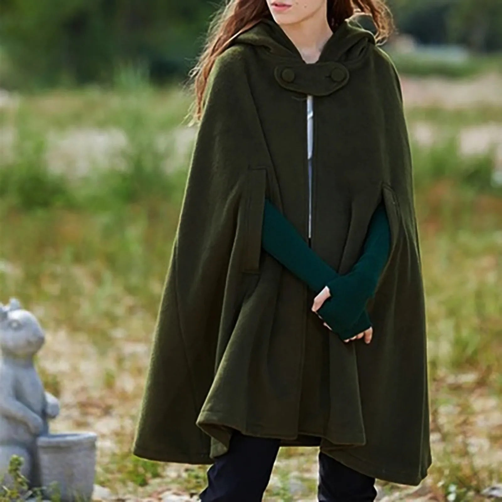 Classy Black Hooded Cloak for Women