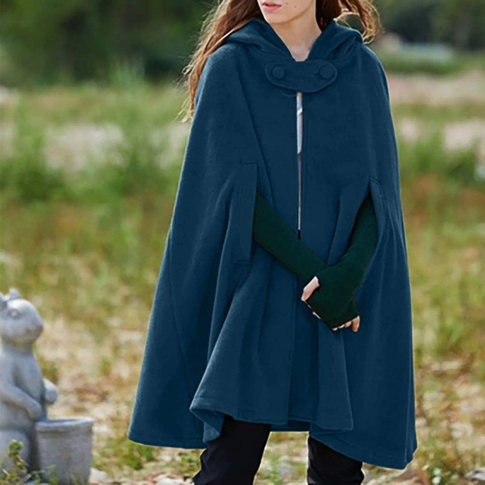 Classy Black Hooded Cloak for Women