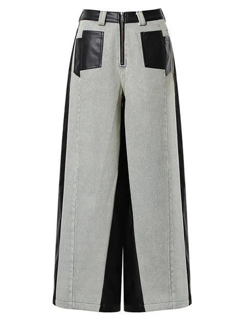 Blue Denim Wide Leg Womens Pants - High-Quality Cotton Blend