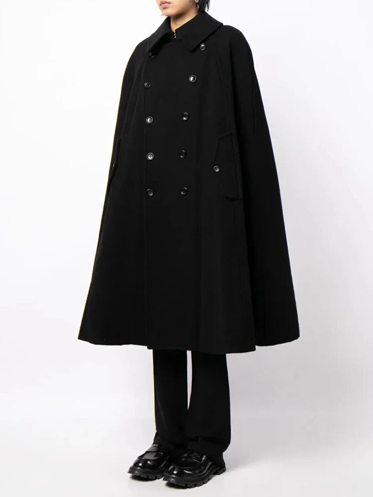 Black Winter Cape for Women Premium Cotton Polyester Blend