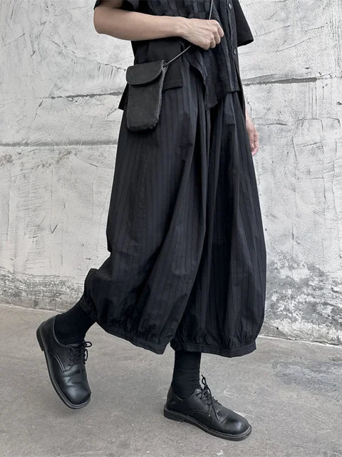 Chic Black Striped Wide Leg Pants for Women