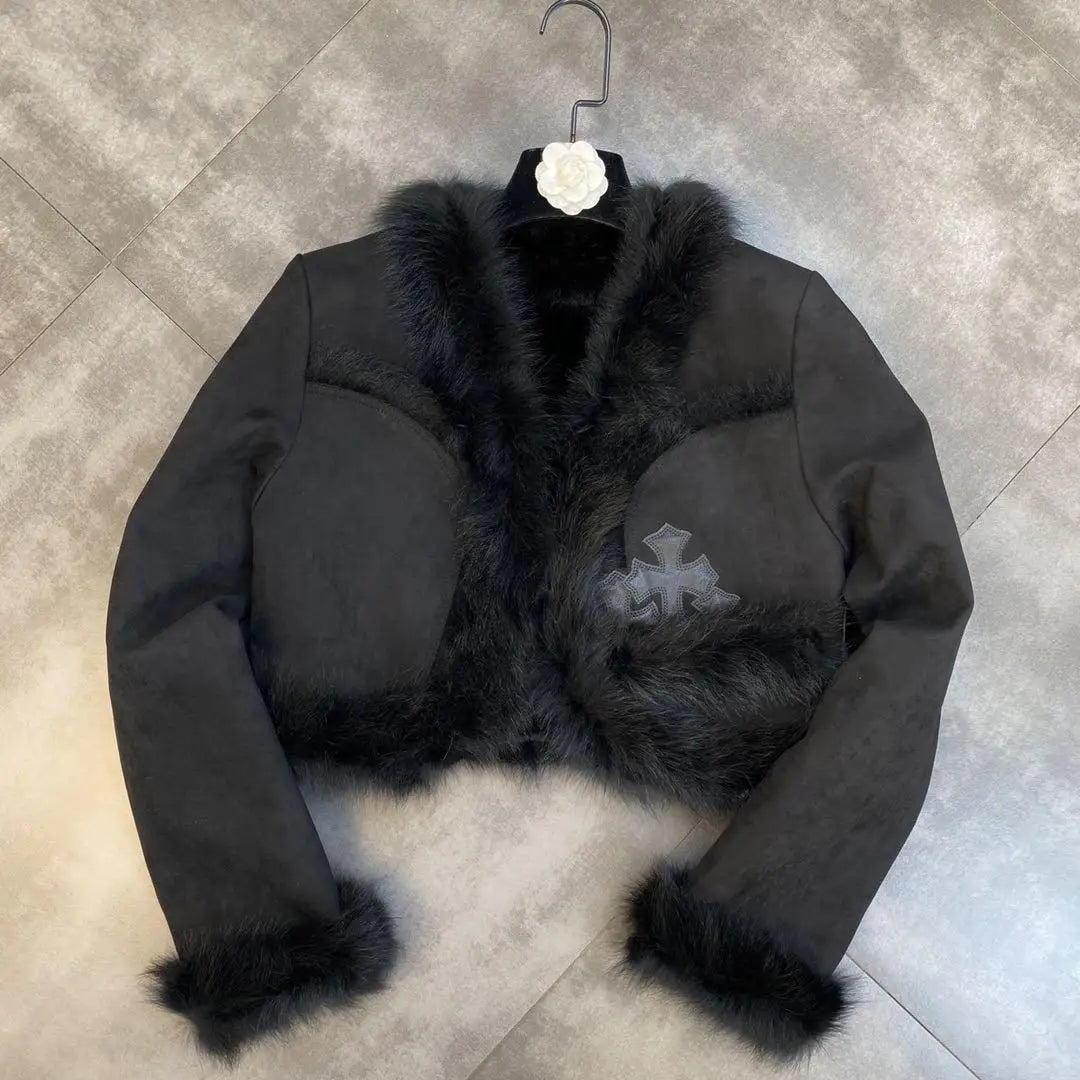 Gothic Style Black Puffer Jacket Womens Premium Cotton Blend