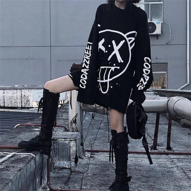 Black Premium Cotton Oversized Pullover Womens Top