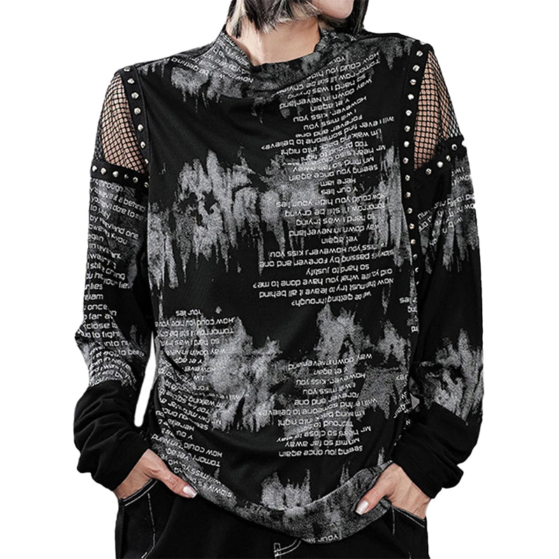Black Gothic Mesh Womens Top