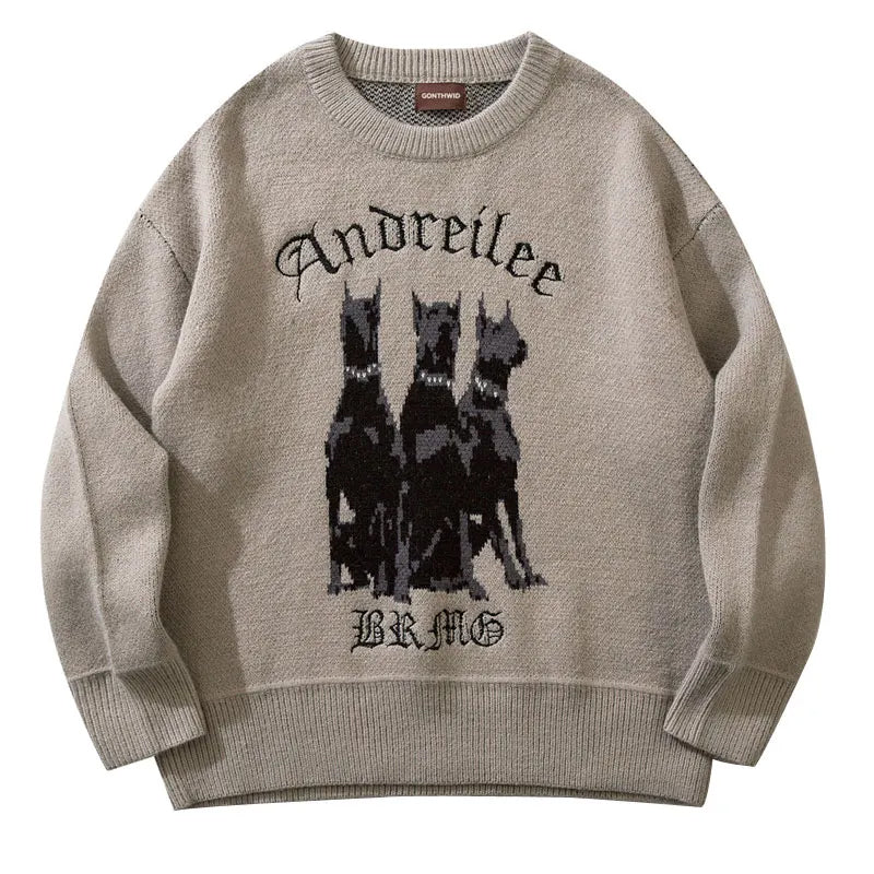 Vintage Beige Cotton Polyester Sweater for Men