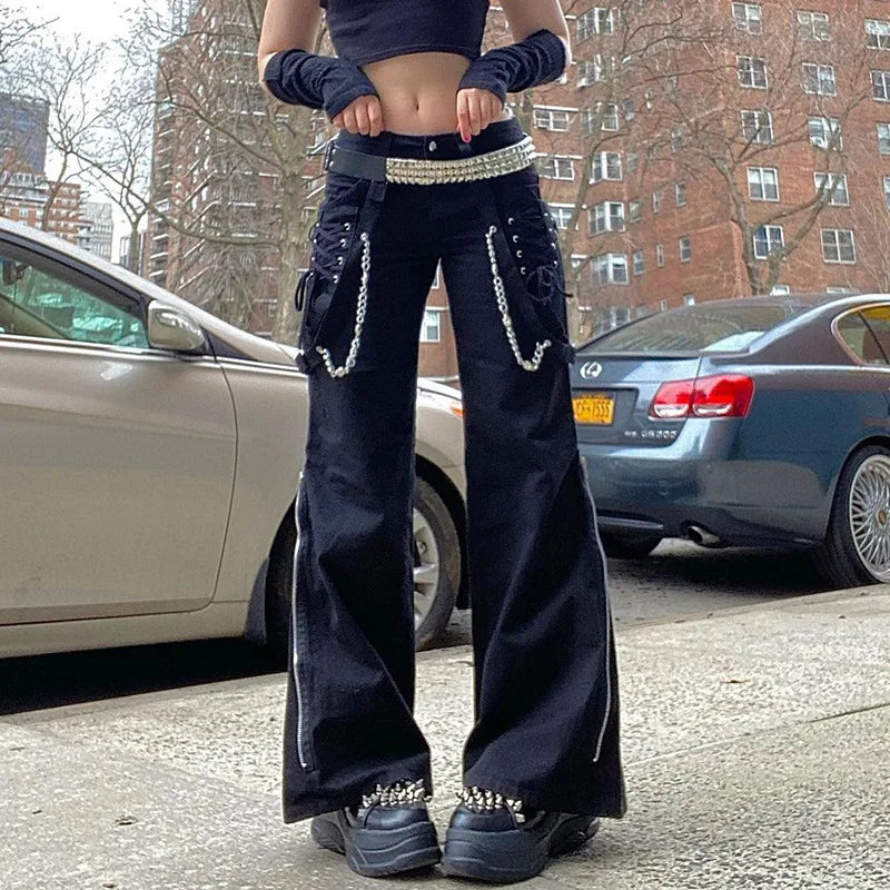 Black Gothic Womens Cotton Blend Pants