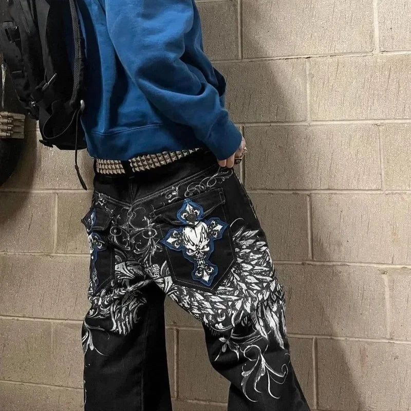 Limited Edition Gothic Mens Cotton Polyester Blend Black Jeans