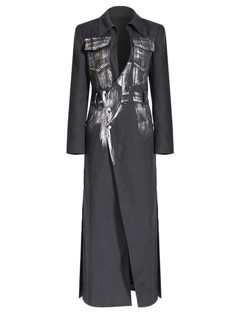 Black Premium Maxi Cotton Blend Blazer Womens Outfit