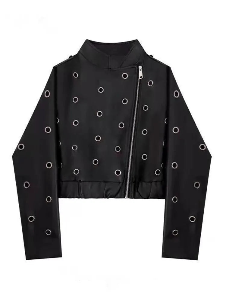 Black Moto Leather Jacket for Women