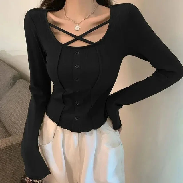 Chic Premium Cotton Blend Womens Elegant Top